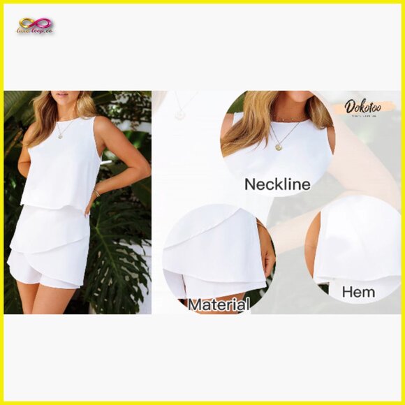 Sleeveless Ruffle Romper Elegant Summer Jumpsuit Loose Fit Casual Chic - Picture 7 of 7